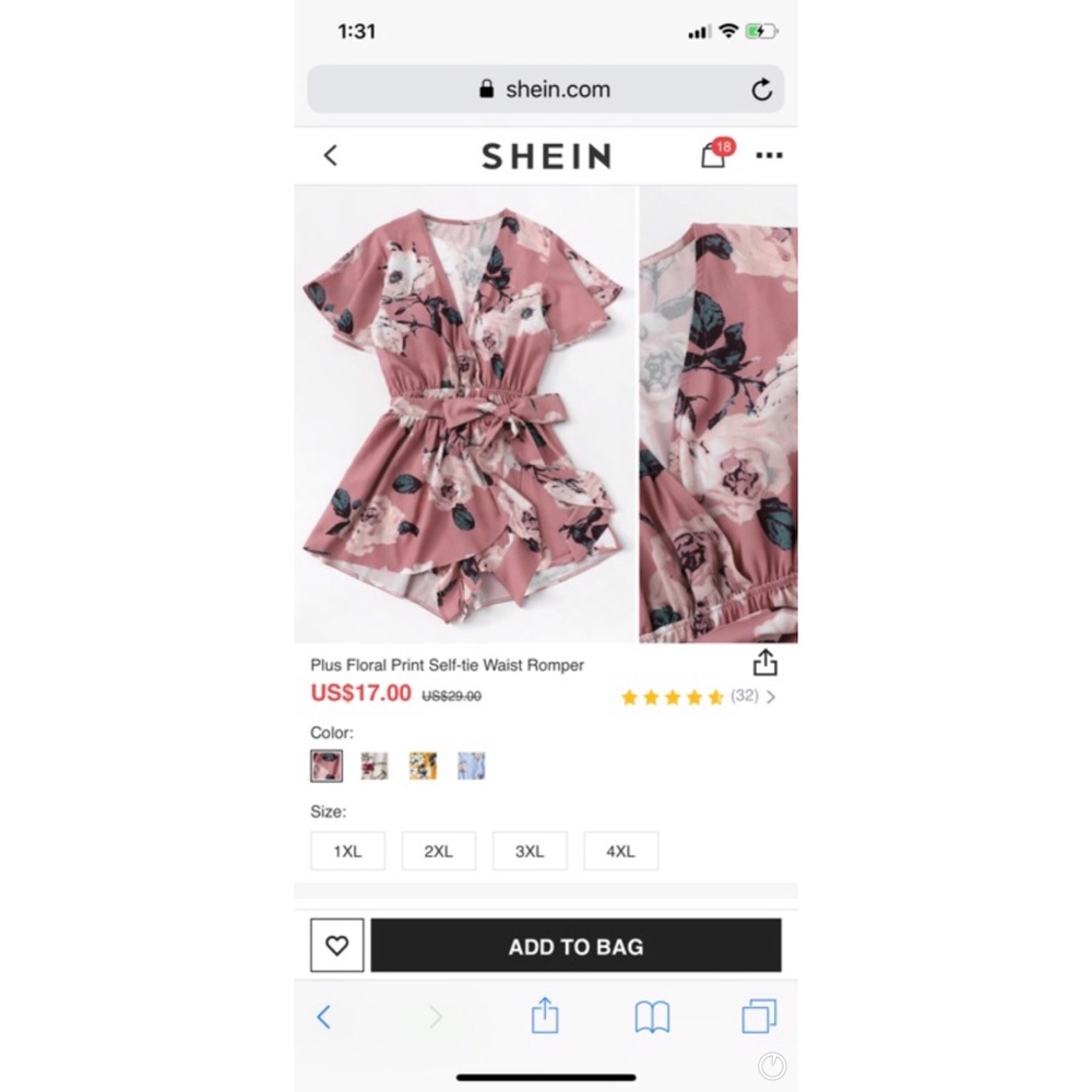 Plus Floral Print Self-Tie Waist Romper